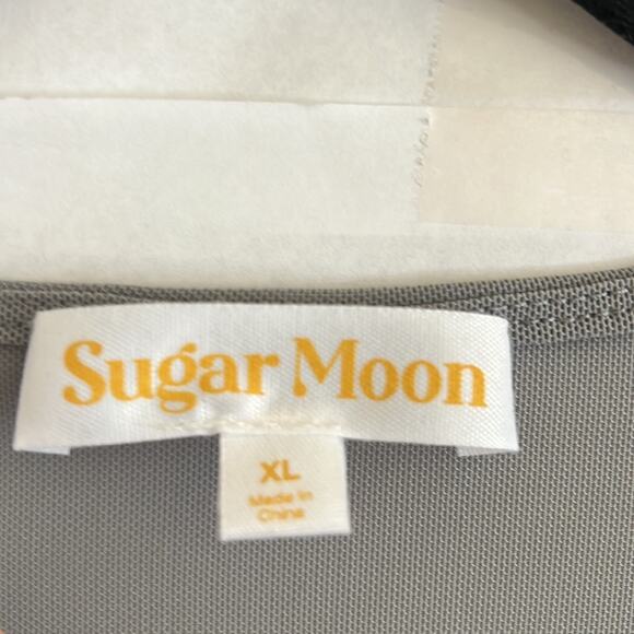 Sugar Moon Gray Mesh Bow Top XL Long Sleeve Ruffle Edge Coquette Y2K Crop - Picture 8 of 11